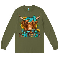 Army Green barn hair don't care long haired cow Long Sleeve Tee - Jasminsmagicworld