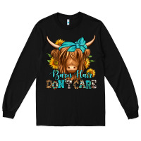 Black barn hair don't care long haired cow Long Sleeve Tee - Jasminsmagicworld