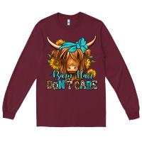 Burgundy barn hair don't care long haired cow Long Sleeve Tee - Jasminsmagicworld
