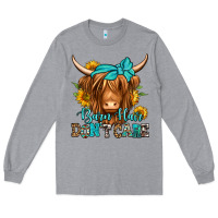 Heather Grey barn hair don't care long haired cow Long Sleeve Tee - Jasminsmagicworld