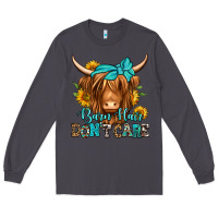 Smoke barn hair don't care long haired cow Long Sleeve Tee - Jasminsmagicworld