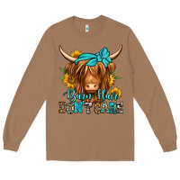 Toasted Coconut barn hair don't care long haired cow Long Sleeve Tee - Jasminsmagicworld