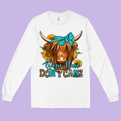 Barn Hair Don't Care Long Haired Cow Long Sleeve Tee Designed By Jasminsmagicworld