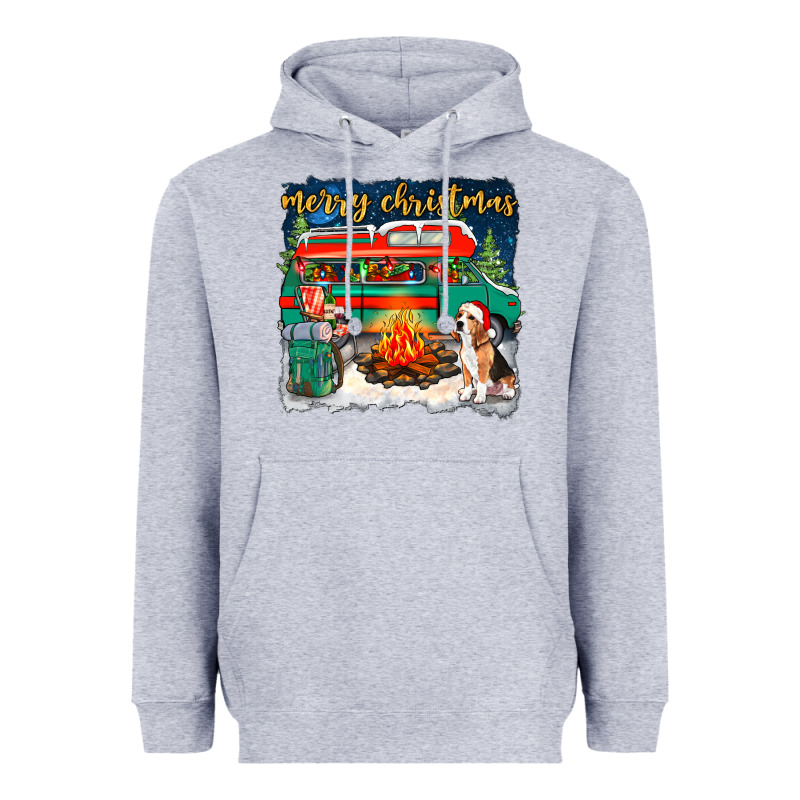Merry Christmas With Camper Van Heavyweight Hoodie by NancyCooperArtShop | Teevron