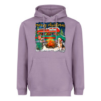 Lavender merry christmas with camper van Heavyweight Hoodie - NancyCooperArtShop