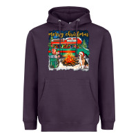 Plum merry christmas with camper van Heavyweight Hoodie - NancyCooperArtShop