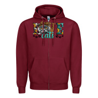 Burgundy love cats scottish fold Zipper Hoodie - LillyAllenDesigns