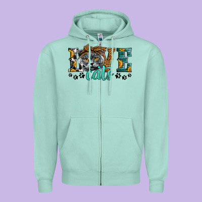 Love Cats Scottish Fold Zipper Hoodie Designed By Lillyallendesigns