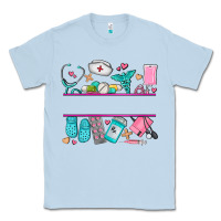 Dusty Blue nurse elements with costom name Classic Tee - AdoDesignShop