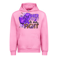 Fuchsia Pink Her fight is our fight purple ribbon Urban Hoodie - NancyCooperArtShop