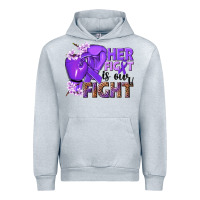 Heather Grey Her fight is our fight purple ribbon Urban Hoodie - NancyCooperArtShop