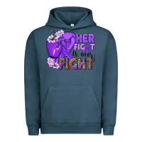 Pigment Midnight Navy Her fight is our fight purple ribbon Urban Hoodie - NancyCooperArtShop