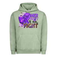 Pigment Oil Green Her fight is our fight purple ribbon Urban Hoodie - NancyCooperArtShop