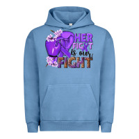 Pigment Pebble Blue Her fight is our fight purple ribbon Urban Hoodie - NancyCooperArtShop