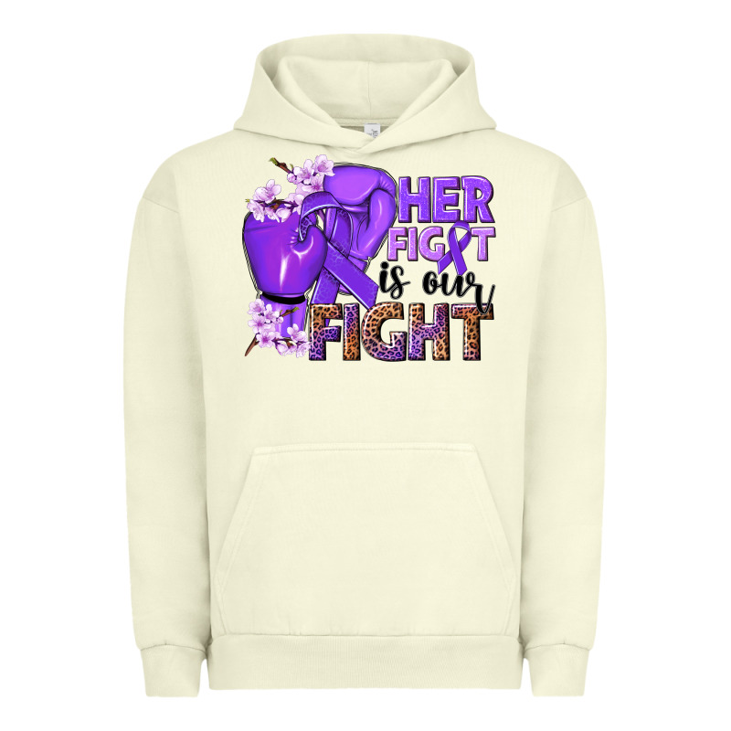 Her Fight Is Our Fight Purple Ribbon Urban Hoodie by NancyCooperArtShop | Teevron