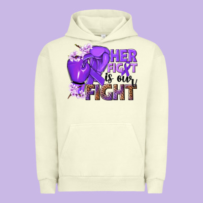 Her Fight Is Our Fight Purple Ribbon Urban Hoodie Designed By Nancycooperartshop
