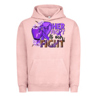 Pigment Salmon Her fight is our fight purple ribbon Urban Hoodie - NancyCooperArtShop