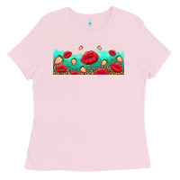 Bubblegum Pink lips and strawberries Ladies Tee - AdoDesignShop
