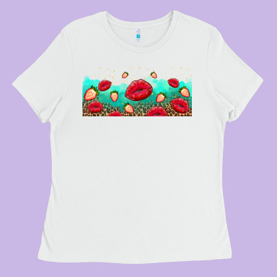 Lips And Strawberries Ladies Tee Designed By Adodesignshop