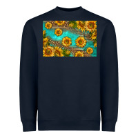 Navy western sunflowers skinny metal can holder Heavyweight Sweatshirt - HRA Design Shop