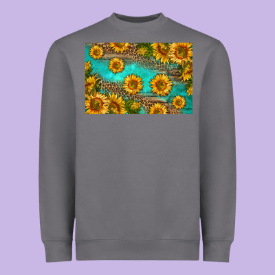 Western Sunflowers Skinny Metal Can Holder Heavyweight Sweatshirt Designed By Hra Design Shop