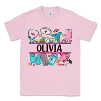 Bubblegum Pink nurse elements with costom name Classic Tee - AdoDesignShop