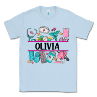 Dusty Blue nurse elements with costom name Classic Tee - AdoDesignShop