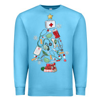 Ocean Blue nurse christmas tree Premium Sweatshirt - MaliasSmallBusiness