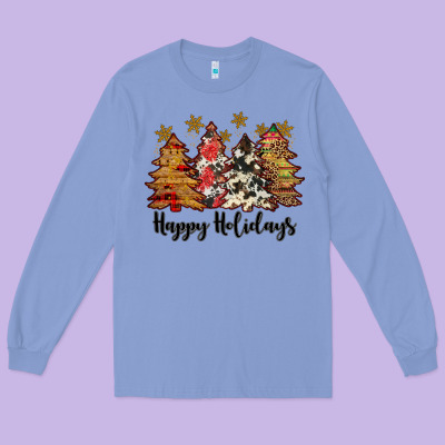 Happy Holidays Long Sleeve Tee Designed By Jahusdesignshop
