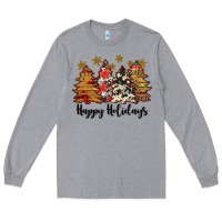 Heather Grey happy holidays Long Sleeve Tee - JahusDesignShop