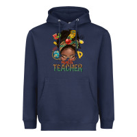 Navy math teacher life afro messy bun Heavyweight Hoodie - NancyCooperArtShop