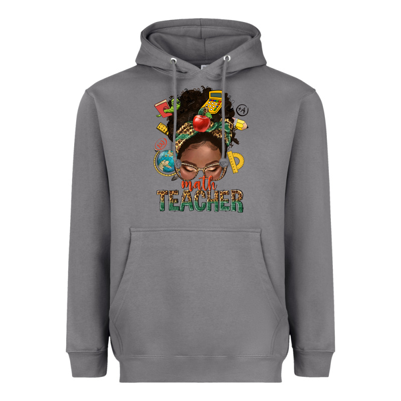 Math Teacher Life Afro Messy Bun Heavyweight Hoodie by NancyCooperArtShop | Teevron