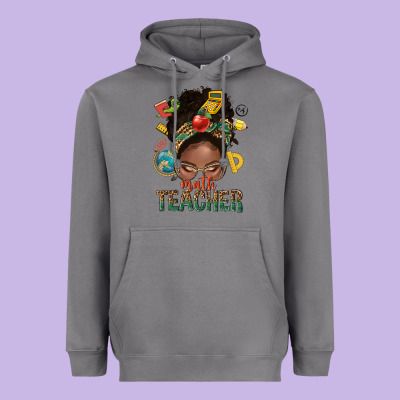 Math Teacher Life Afro Messy Bun Heavyweight Hoodie Designed By Nancycooperartshop