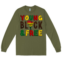Army Green young black and free Long Sleeve Tee - Artiststas