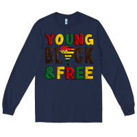 Navy young black and free Long Sleeve Tee - Artiststas