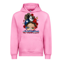 Fuchsia Pink Puerto Rico messy bun Urban Hoodie - NancyCooperArtShop