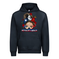 Navy Puerto Rico messy bun Urban Hoodie - NancyCooperArtShop