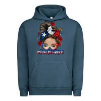 Pigment Midnight Navy Puerto Rico messy bun Urban Hoodie - NancyCooperArtShop