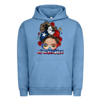Pigment Pebble Blue Puerto Rico messy bun Urban Hoodie - NancyCooperArtShop