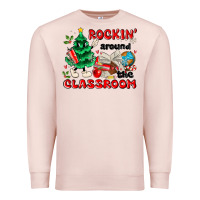 Pale Pink rockin around the classroom Premium Sweatshirt - MaliasSmallBusiness