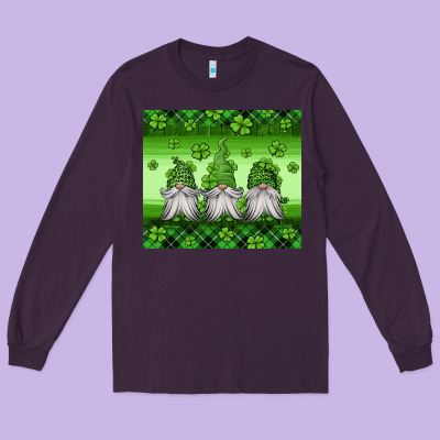 St Patricks Gnomes Long Sleeve Tee Designed By Jasminsmagicworld