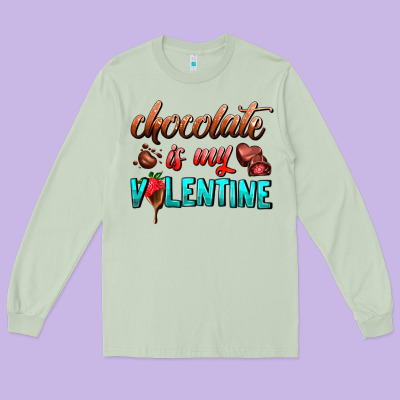 Chocolate Is My Valentine Long Sleeve Tee Designed By Adodesignshop