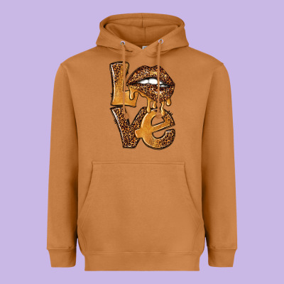 Love Leopard With Lips Heavyweight Hoodie Designed By Nancycooperartshop
