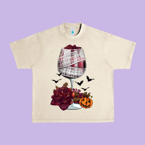 Halloween Roses Wine Urban Heavy Tee Designed By Fadigitalartstudio