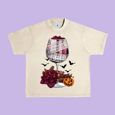 Halloween Roses Wine Urban Heavy Tee Designed By Fadigitalartstudio