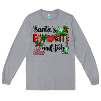 Heather Grey santa's favorite nail tech Long Sleeve Tee - AdoDesignShop