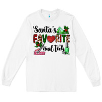 White santa's favorite nail tech Long Sleeve Tee - AdoDesignShop