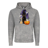 Cloud Rock Halloween Cat and Pumpkin Vintage Hoodie - texasbilliewilder