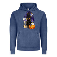 Vintage Denim Halloween Cat and Pumpkin Vintage Hoodie - texasbilliewilder