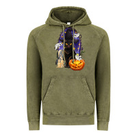 Vintage Olive Halloween Cat and Pumpkin Vintage Hoodie - texasbilliewilder